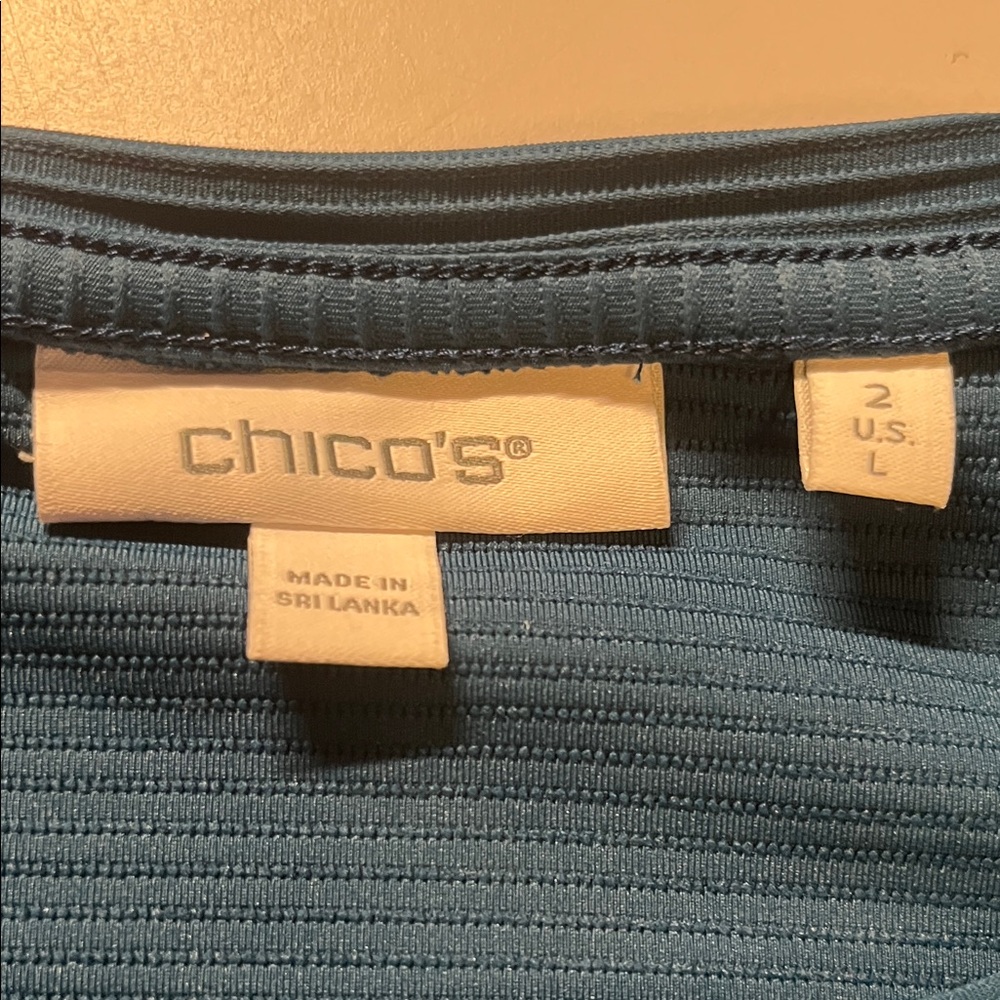 Chico's Blue Ribbed Top - Picture 2 of 4